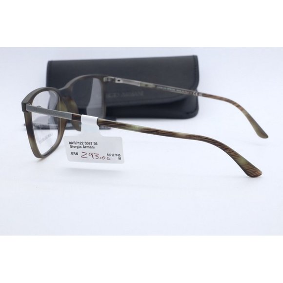 Giorgio Armani AR 7122 5587 Matte Striped Olive Rectangle Eyeglasses Clear Lens - Picture 4 of 6